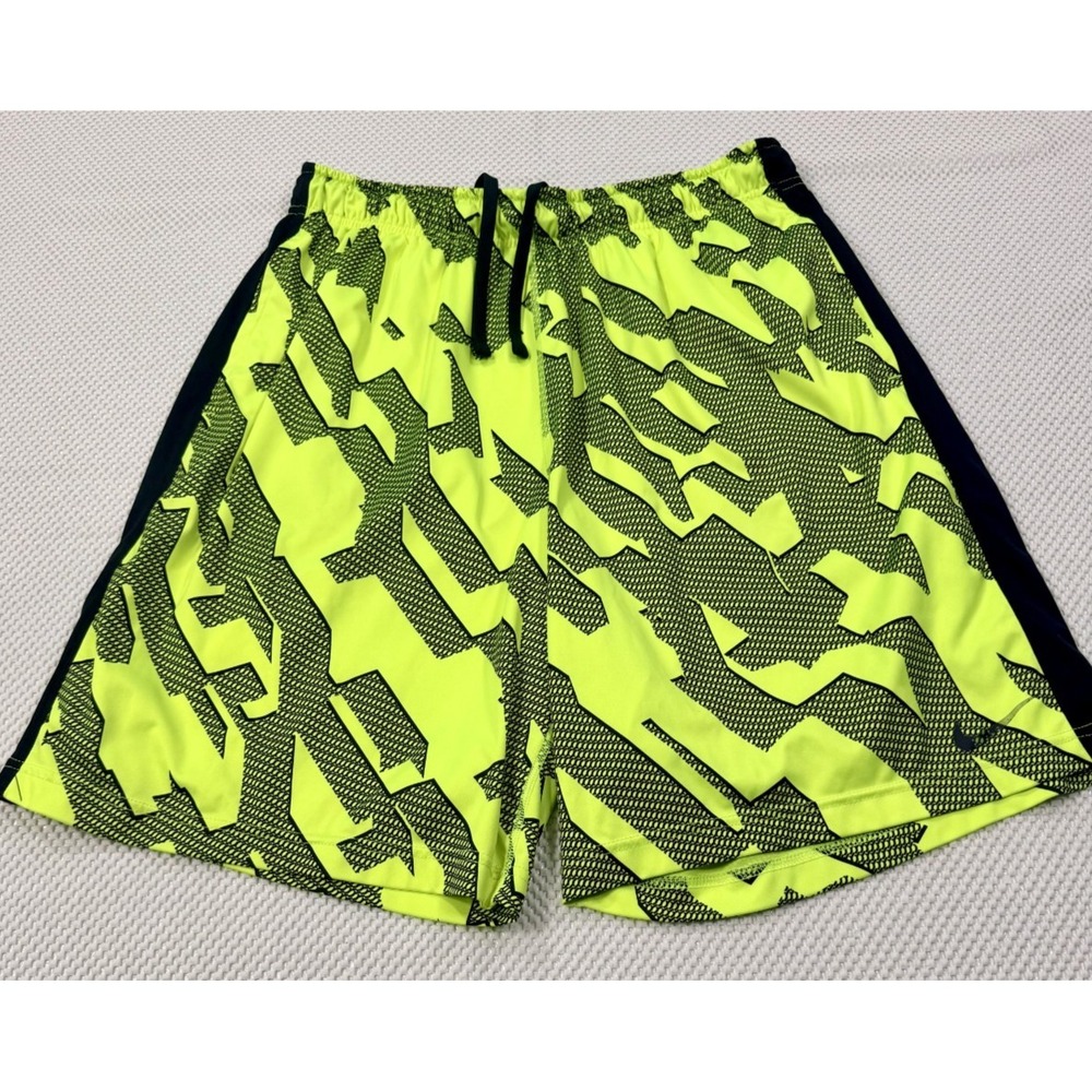 Nike Dri-FIT Basketball Shorts Mens XL Neon Yellow Black Glitch 634395-702